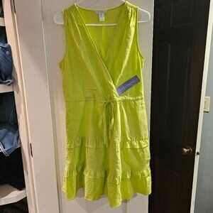 London Times Linen Blend Lime Dress Small NWT